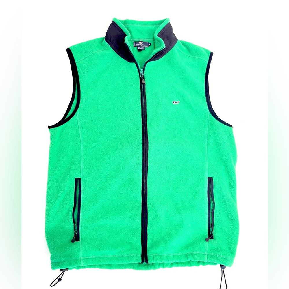 Vineyard Vines Harbor Fleece Vest Men M Medium green